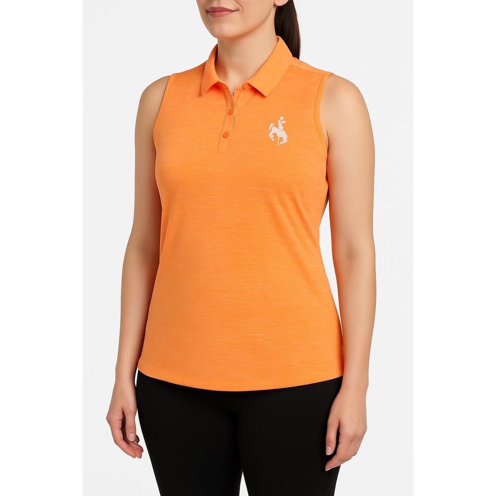 Under Armour Polo Shirt Womens XL‎ Orange Sleeveless Collared Embroidered Logo